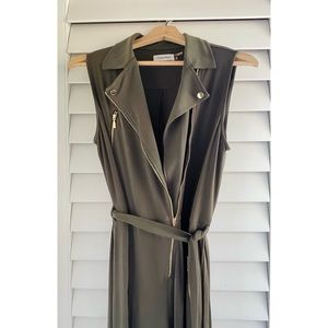 Calvin Klein Womens Jumpsuit w/ Golden Buttons and Zip Closure in Olive Color